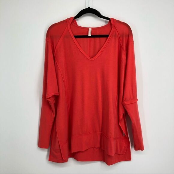 Free People Movement Soul Circle Hooded Top Coral Pink Size Small - Picture 1 of 11